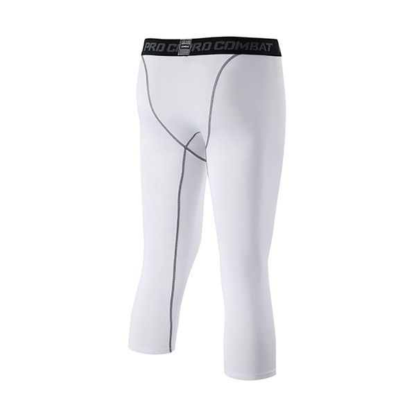 

men's sports running fitness training tights shank length sweat quick dry stretch pants, Black;blue