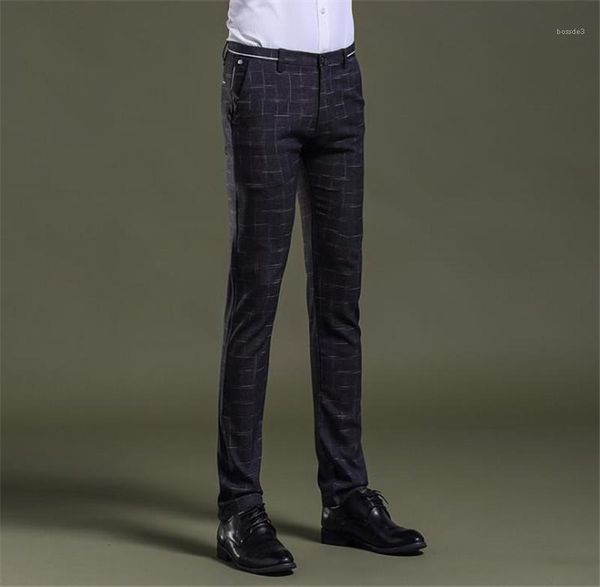 

waist with zipper fly pencil pants mens clothing fashion designer plaid mens pants mid, Black