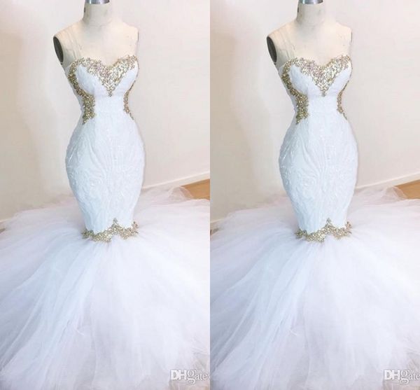 Fotos reais de tamanho de sereia vestidos de miçangas de sweethart cristais vestidos de noiva vestidos de noiva vestidos de novia