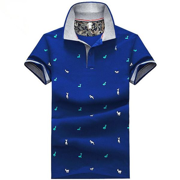 

new fashion women cute cartoon deers print t-shirts knit cotton short sleeve stand collar youth elastic blue white teens tees shirts