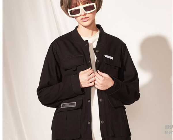 

2020 men's wear yu wen le kong style work jacket male function wind street hip - hop multi - bag lovers autumn coat, Black;brown