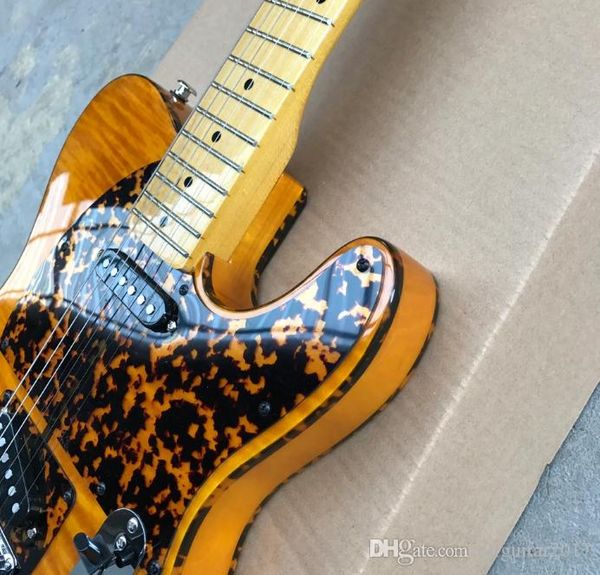 

Prince h ander on hohner madcat mad cat amber yellow flame maple electric guitar leopard pickguard dual red turtle binding