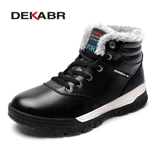 

dekabr осень зима новый кожа лодыжки снег мужчины boots ботинки мотоцикла с мехом плюшевые теплые урожай классический мужской повседневный п, Black