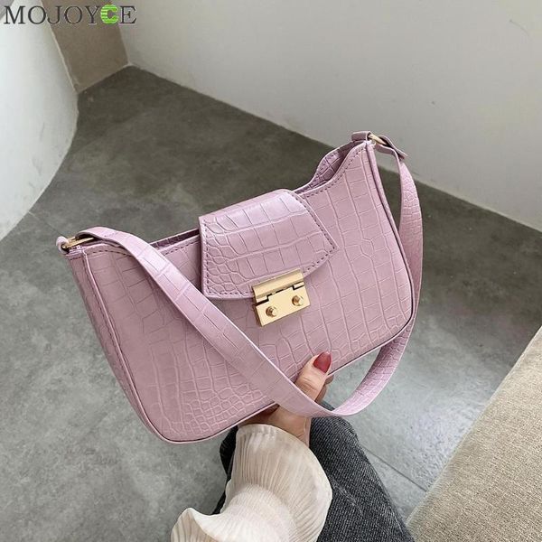 

fashion retro stone pattern handbag women travel totes shoulder bags female elegant pu leather underarm purse clutch