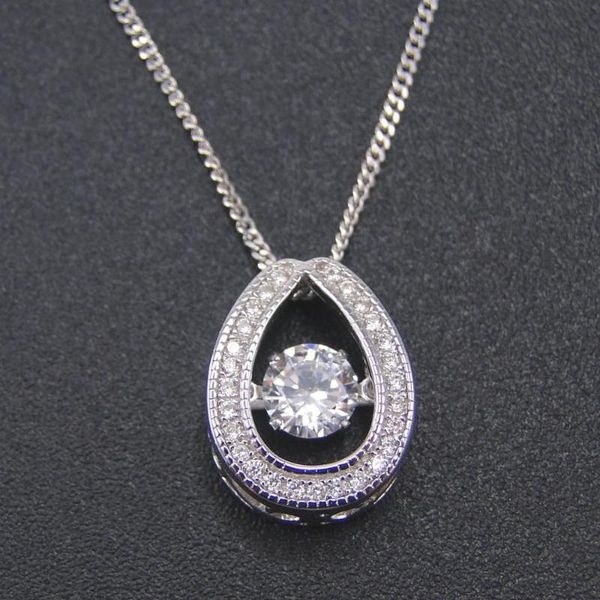 

925 sterling silver dancing diamond cz jewelry horseshoe pendant necklace for engagement / party / birthday gift