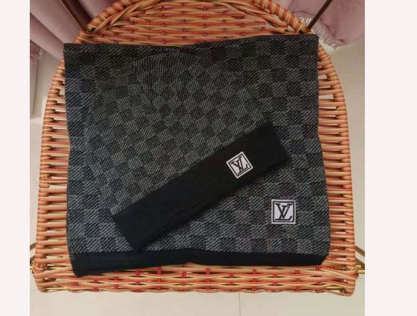 

mens scarf hat suit for 2018 winter brand designer mans scarves hat selt 100% wool scarvers size 180x32cm fast ship zhna990, Blue;gray