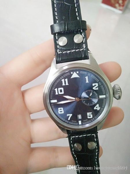 

wholesale fashion mens watch mechanical automatic movement watch 46mm mens leather strap watches wristwatches, Slivery;brown