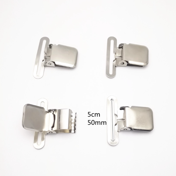 

4pcs/lot 50mm diy suspender clip silver metal pacifier clip common 5cm big strong closure non slip, Black;white