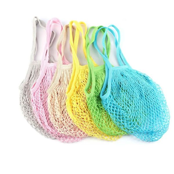 

six color cotton organic cotton mesh bag fruit shopping general mesh bag kitchen fruit and vegetable hanging