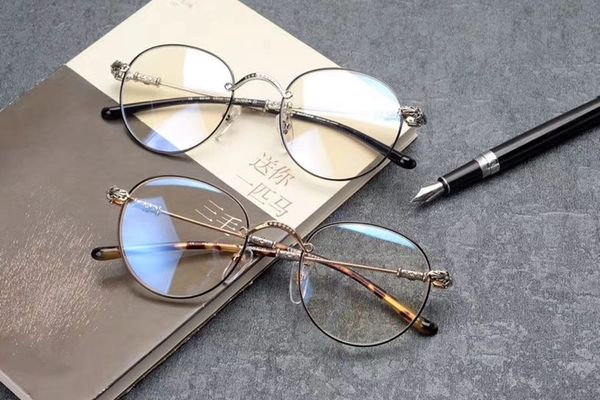 

vintage brand design optical frames men women fashion metal eyeglasses spectacle round glasses frame eyewear myopic bubba ii, Silver