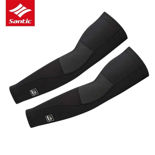 

santic winter fleece thermal sport arm sleeve cycling sleeve arms warmer bicycle bike armwarmers ciclismo asian size s-xl, Black;gray
