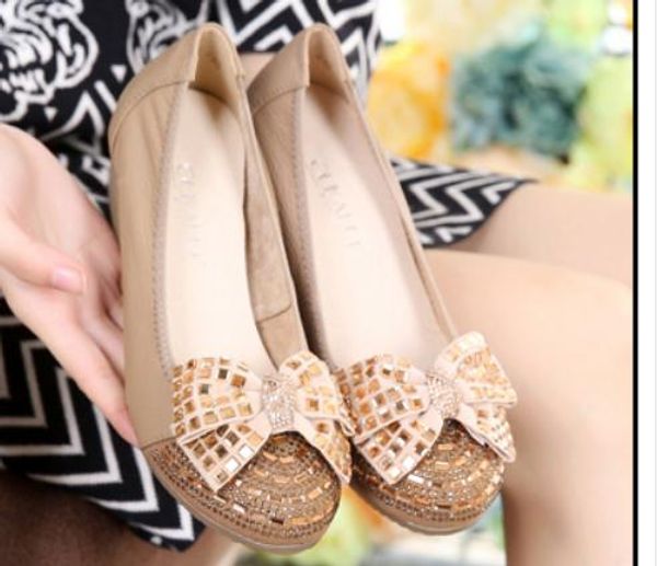 

2019 women's shoes in spring and autumn with new style slope heel round head bowknot@mm301, Black