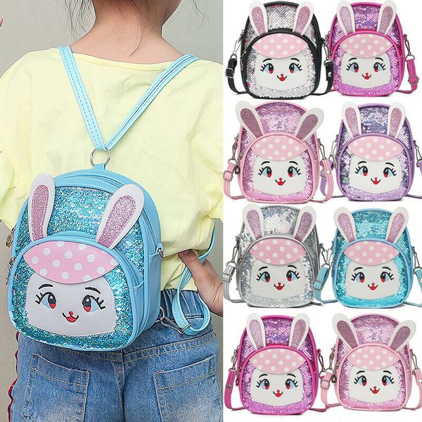 

новая мода дети девушки мальчик блестки блеск кролик рюкзак сумка школьные сумки рюкзак