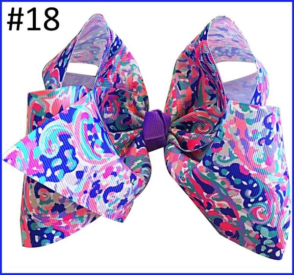 

50pcs 5.5''lilly pulitzer inspired hair bows lily print boutique style hair bow with lilly pulitzer inspired boutique flamingo, Slivery;white