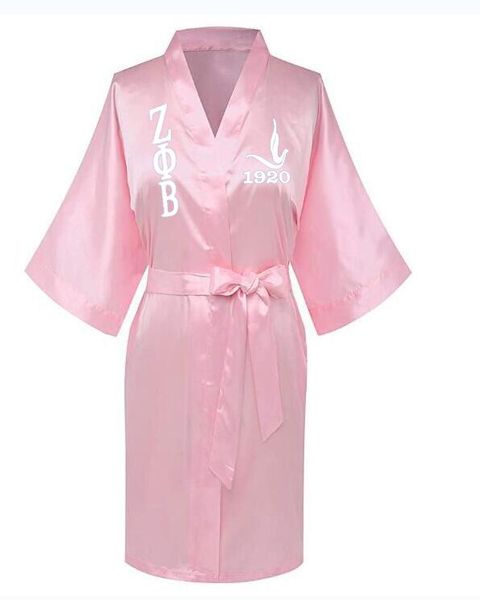 

women's sleepwear white and blue color greek letter 1920 founding year zeta phi beta robes sorority sisterhood long apparel for anniver, Black;red