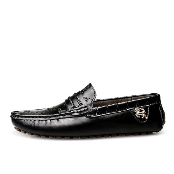 

2020 new cross-border large-size driving shoes set foot european and american foreign trade leather loafers mens british shoes, Black