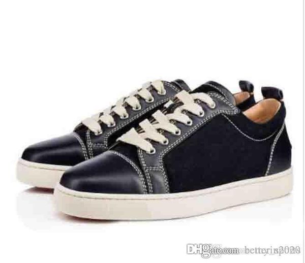 

2019 new shoes red shoes blue suede without spiked men's red bottom sneaker junior orlato men's flat red sole flat shoe walking tr, Black