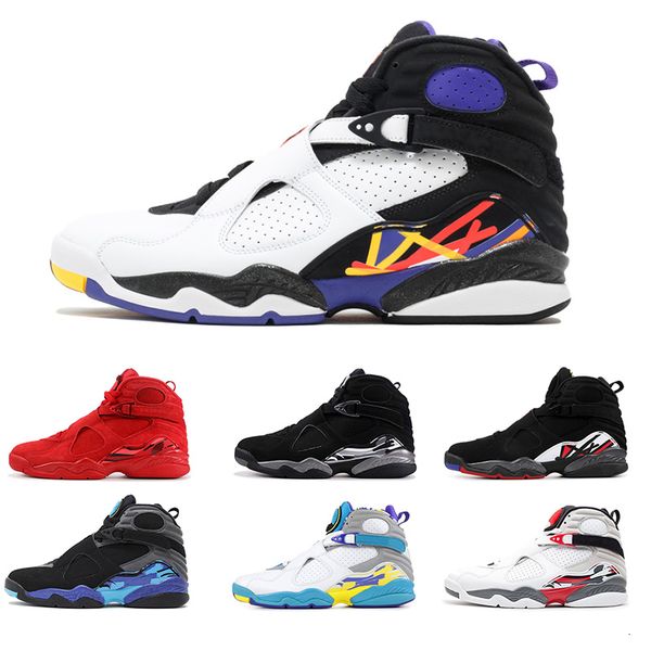 

new 8 valentines day 8s men basketball shoes aqua black white 3peat chrome playoff mens trainer athletic sports sneakers drop shipping