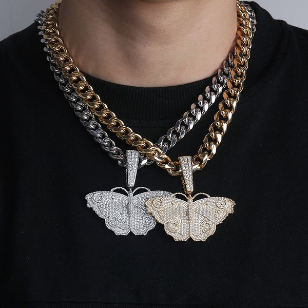 

fashion big butterfly necklace jewelry gold silver color full cz butterfly pendant necklacerope chain for men gift