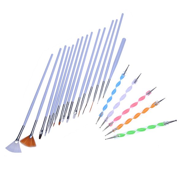 

20pcs nail art design set dotting painting polish brush pen tools, Silver