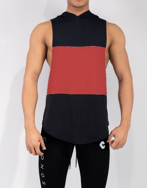

men' loose hoodie tank solid striped patchwork sleeveless casual sports muscle bodybuilding slim tank vest top, White;black
