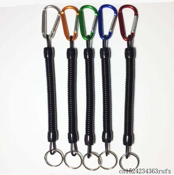 

200 pcs retractable plastic spring elastic rope security gear tool anti-lost keychain for outdoor hiking camping