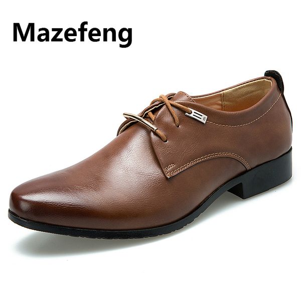 

2019 new hih quality british style leather men shoes lace-up bullock business dress men oxfords shoes male formal shoe, Black