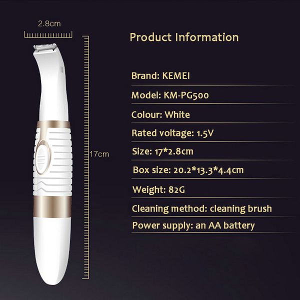 

kemei pg500 3in1 battery nose & ear hair trimmer for men trimer sideburns tondeuse nez oreille shaper shaping for women wilaw
