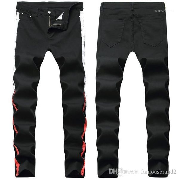 

pants pencil homme clothing zipper fly button hip hop casual apparel mens fashion designer black jeans long, Blue