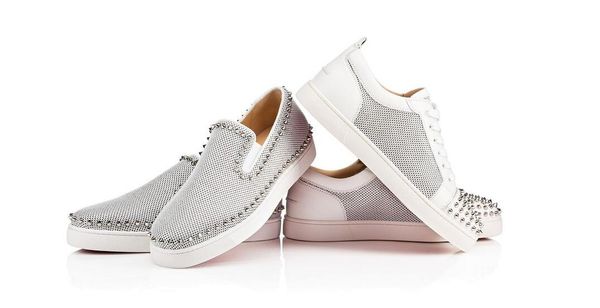 

mesh leather ac vieira junior spikes sneaker shoes for women,men party red bottom casual walking red sole shoes with box, Black