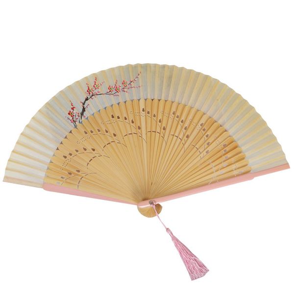 

dyed sandalwood woodiness wedding favors folding mix color grade bridal bridesmaid hollow bamboo handle wedding accessories fold fans, White