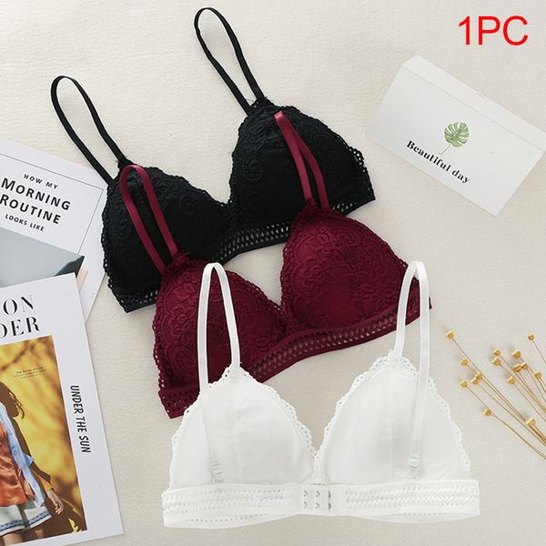 

bralette bras женщины underwears женщины заднее закрытие bralette французский стиль девушки треугольник кубок lingerie глубокий v беспроводн, Red;black
