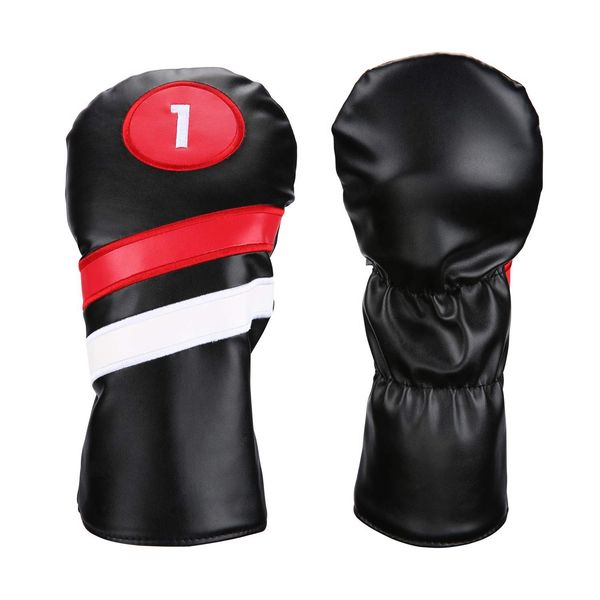 

golf head covers 3pcs/set driver fairway wood headcovers black red vintage pu 1 3 5 driver pool & accessories