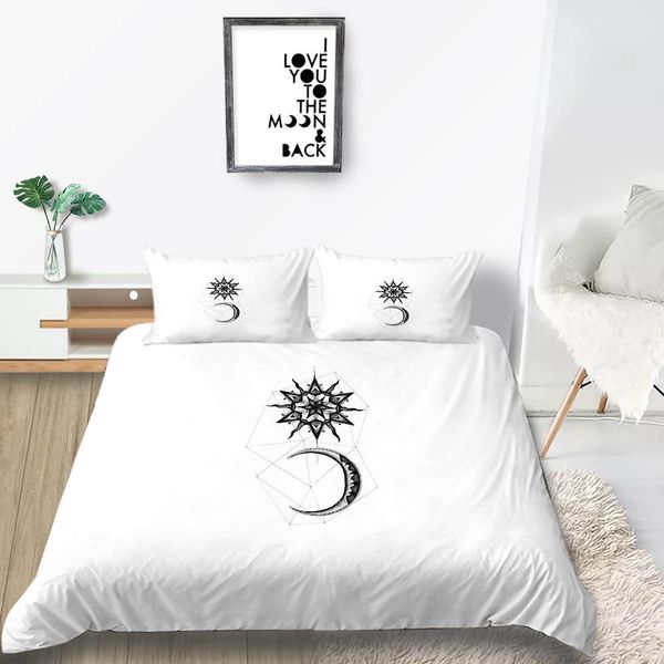 Geometric Bedding Set Sun And Moon Artistic Fashionable Duvet