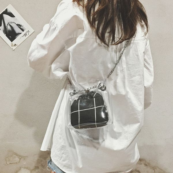 

new women handbags transparent shoulder bag fashion korean version bag composite woman messenger