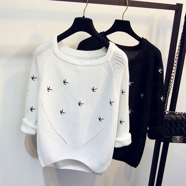 

2019 new arrivals spring autumn fashion women sweater casual sweaters women jumper pullovers loose femininas blusas, White;black