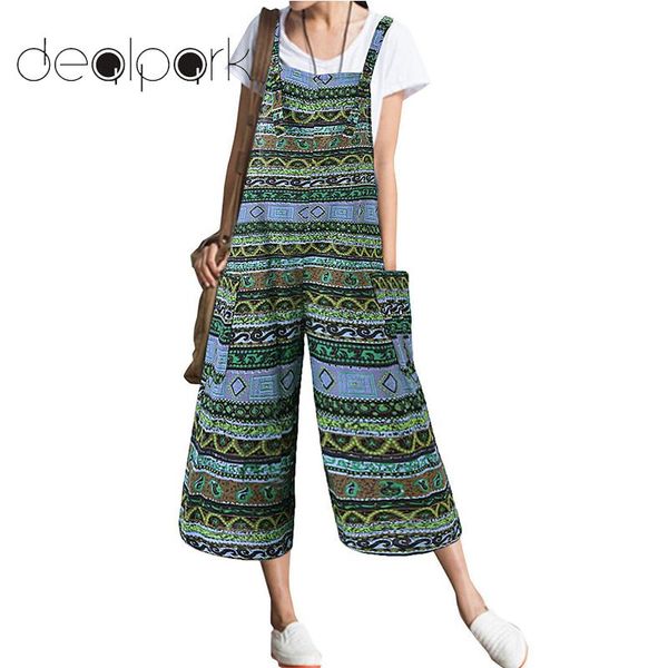 

jumpsuit for women dungarees cotton linen wide leg playsuit romper bohemian vintage print strap bib loose overalls plus size 5xl, Black;white