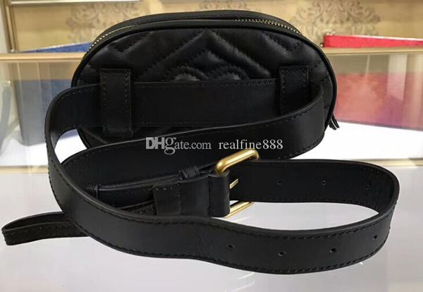 

5a quality 476434 18cm marmont matelasse leather belt bag,waist bag,zip closure,leather lining,come with dust bag+box