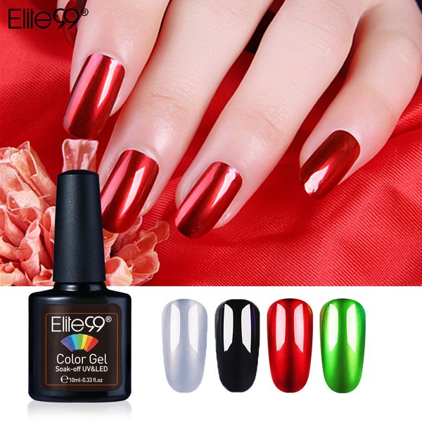 

elite99 translucent glitter mirror titanium silver uv gel nail polish long lasting varnish gemstone glass hybrid nails art set, Red;pink