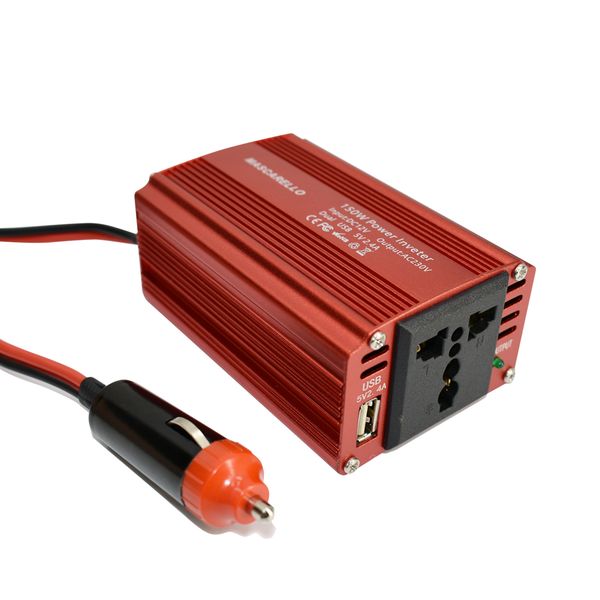 

150w ac красный конвертер автомобиля с двойной usb автомобильный адаптер питания инвертор dc 12v 220/230 / 240в