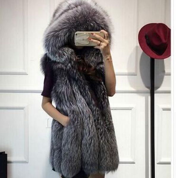 

faux fur coats women thicken women sleeveless faux fur vest hooded vest streetwear waistcoat colete feminino we7, Black;white