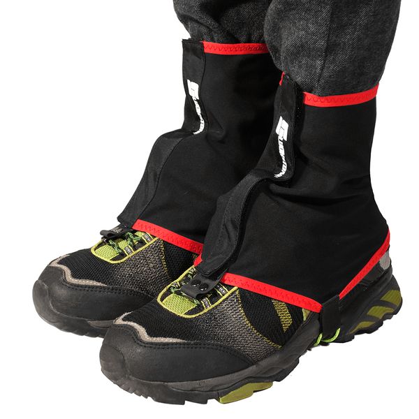

1 pair of gaiters outdoor sports running trail gaiters protective shoe covers nylon for cycling running mountaineering, Black