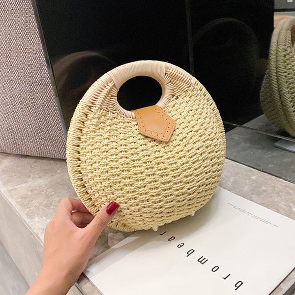 

круглые соломенные сумки lady малой ручная работа ротанг сумка женские плечи сумка для женщин 2020 летней мода пляж totes