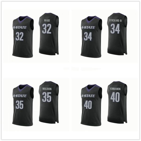 

kansas state wildcats college #32 dean wade #34 levi stockard iii #35 patrick muldoon #40 kade kinnamon basketball jerseys mens stitched sol, Black;red