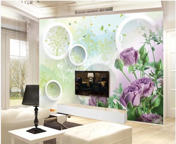 

custom p wallpapers for walls 3 d murals wallpaper modern romantic 3d circle rose flower murals tv background wall papers