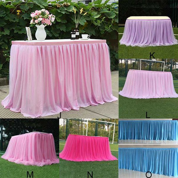 

warm many tulle tutu table skirt tulle tableware for wedding decoration baby shower party wedding table skirting home textile f1