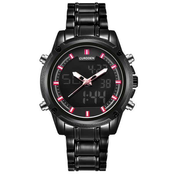 

curdden new fashion men full steel led sport luxury watch mens waterproof chronograph watch relogio masculino, Slivery;brown