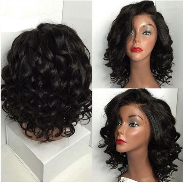 

9a pre plucked brazilian full lace wig with baby hair loose wave virgin lace front human hair wigs for black women, Black;brown