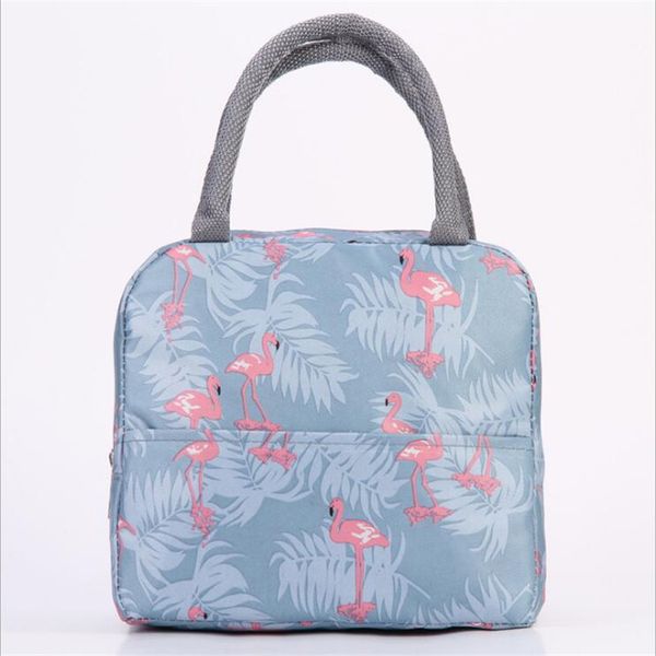 

functional insulated cooler lunch box portable canvas lunch bag thermal picnic tote storage bags for women kids pouch, Blue;pink