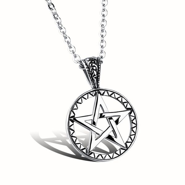 

fashion movie collection 316l stainless steel pentagram pendant hollow necklace personality gift gx971, Silver